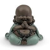 Zen'Light Lucky Laughing Buddha Statue – Zen and Feng Shui Decoration – to Create a Relaxing and Spiritual Atmosphere – Original Gift Idea – Width: 9 cm – Colour: Green and Brown