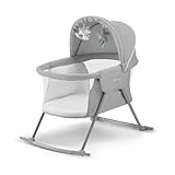 Kinderkraft Baby Crib 3 in 1 LOVI Folding and Unfolding, Adjustable Canopy, with Mattress Cover, Included Toys, Transport Bag, for Newborn, 0-9 kg, Gray, Assembled Dimensions: 85 x 61 x 88 cm