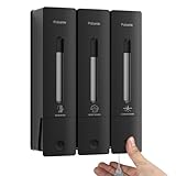 Pobamle shower soap dispenser wall mounted no drill shampoo and conditioner dispenser 3 chamber black