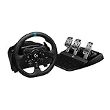 Logitech G G923 Racing Wheel and Pedals, TRUEFORCE up to 1000 Hz Force Feedback, Responsive Driving Design, Dual Clutch Launch Control, Genuine Leather Wheel Cover, for PS5, PS4, PC, Mac - Black