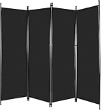 REDCAMP 4 Panel Folding Room Divider, 6.68FT Wide Tall Portable Privacy Screen, Indoor Outdoor Room Partition Wall Dividers for Bedroom Dining Room Office Restaurant Hospital, 80" W x 68" H, Black