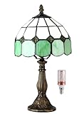 Five liters 8" Tiffany Style Mediterranean Stained Glass Table Lamp Bedside Bedroom Lamp Night Light Children's Lamp 38 cm Hight - with Light Bulb(Color:Green)