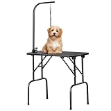 Yaheetech 32'' Portable Pet Grooming Table Collapsible Dog Grooming Table for Small Dog/Cat Beauty Trimming Table w/Adjustable Arm/Loop Noose