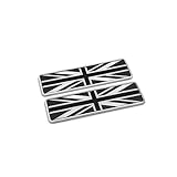 PTDecals 1 Pair The Union Jack Car Sticker Black White Grey England Flag 3D Emblem UK GB Flag Badge 104.5mm*30mm Graphic Decals for Racing Auto Car Vehicle