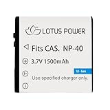 LOTUS POWER NP40 Battery 3.7V 1500mAh High Capacity, Rechargeable NP-40 Replacement Battery for Casio Exilim EX-Z750 EX-Z1000 / PIXPRO AZ521 / Pentax XG-1 Digital Cameras (High Compatibility)
