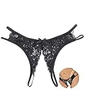 ohmydear Women's Lace G-Strings Micro Thongs Cut Out Sexy Panties Sheer Knickers Plus Size Tanga Briefs Ladies Underwear, Size 10-18