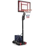 COSTWAY 10ft Basketball Backboard Hoop Net Set, 1.05M-2.6M Height Adjustable Basketball Stand with Wheels, Weighted Bag, for Kids, Junior and Adult