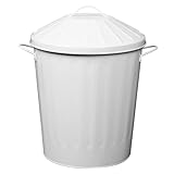 simpa 40L Colourful Vintage Style Metal Tapered Dustbins & Lids - White 46cm (H) x 32.5cm (Dia)