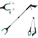 84cm Long Foldable Litter Pickers Grabber Stick, Helping Hand Grabber for Disabled, Elderly and Adults Heavy Duty Pick up Stick Grabber-Green