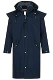 LightHouse Men's Stockman Waterproof Raincoat - Long Lined Windproof Outdoor Coat with Detachable Hood - Navy - M