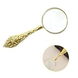 Elegant Gold Floral Handle Magnifying Glass with Clear Glass Lens, Vintage Handheld Magnifier For Reading, Portable Magnifying Glasses For Reading Books, Maps, Antique Decorative Collectible