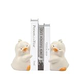 Suerhatcon Cute Duck Bookends Creative Resin Book Stand Non-Slip Book Holder for Home, Office, Library, School