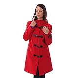 The Scotland Kilt Company Women's New Ladies Hooded Pocket Wool Cashmere Duffle Coat Jacket in Red - UK 10