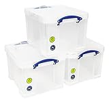Really Useful Plastic Storage Box Bonus Pack 3x35 Litre Clear