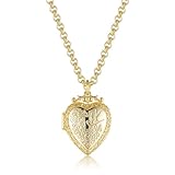 4mm Gold Heart Locket With Birds & Flowers Belcher Chain Necklace, 22-Inch, 42g, Gold Plated - Bling King London