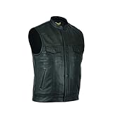 Leatherick Mens Anarchy Premium Cowhide Motorcycle Leather Black Waistcoat