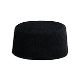 Mens Muslim Prayer Hat Winter Warm Islam Prayer Cap Velvet Turkish Prayer Islamic Worship Hat Ramadan Pray Eid Gift Black Kufi Round Cap 59cm