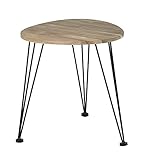 WENKO Kidney Table, Industrial Design, Solid Acacia Wood & Metal Legs, Coffee Table, Vintage Style, 40 x 41.5 x 39 cm, Black