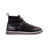 Popps 1961 Mens Smart Casual 100% Real Leather Ankle Monkey MOD Lace Up Boots Black