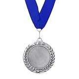 PATIKIL Award Medal, 2nd Place Winner Medal with Blue Neck Ribbon 3 Inch Width Prize Medal for Competitions Sport Meetings Spelling Bees, Silver