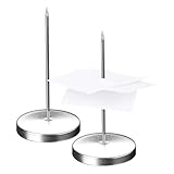 2 PCS Stainless Steel Receipt Spikes - Silver Paper Memo/Receipt Holder,Ticket Holder,Straight Rod Bill Hook Spike with Round Base, Safe & Durable, Ideal for Restaurant, Kitchen, Hotel, and Office