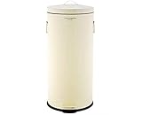 CHARLES BENTLEY Kitchen Bin, 30 Litre, Steel, Round, Retro Style, Kitchen Pedal Waste Bin, Cream, Contemporary, Aesthetic, Convenient, Side and Lid Handles, Inner Bucket, Easy Emptying (68.5x29cm)
