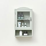 Melody Maison Vintage Style Sage Green Glass Fronted Wall Cabinet 54cm x 32cm