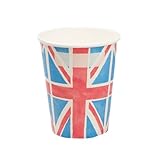 Talking Tables Royal Union Jack Flag Disposable Paper Cups-Recyclable Tableware for The Coronation, King Charles, Street Parties, Eurovision British Occasions-8 Pack, BRITCUPS