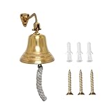 Fenzo Last Order Bell, Traditional Wall Mounted Hanging Door Ship Brass Bell with Durable Rope, Loud Sound, for Sleigh, Playhouse, Boat, Home Bar Pub (3 Inch)