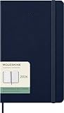 Moleskine Weekly Planner, 2026 12-Month Weekly Agenda with Space for Notes, with Hard Cover and Elastic Closure, Large Format 13x21, Blue Color