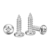 METALLIXITY Phillips Pan Head Self Tapping Screws(M2.6x8) 50Pcs, 304 Stainless Steel Self Drilling Screw for Metal Wood Plastic, for Cabinet Wall Shutter Plate Rock Furniture, Silver Tone