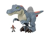 Imaginext Jurassic World Dinosaur Toy, Ultra Snap Spinosaurus with Lights Sounds and Chomping Action plus Figure for Preschool Play, HML41,Multicolor,Large