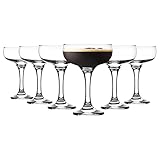 Rink Drink 6X 235ml Espresso Martini Glasses - Vintage Classic 20s Gatsby Art Deco Coupe Party Glass Saucers Champagne Babycham Drinking Glasses - Dishwasher Safe