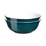 Denby - Greenwich Cereal Bowls Set of 2 - Dishwasher Microwave Safe Crockery 650ml, 16.5cm - Glazed Ceramic Stoneware Tableware - Green, White Chip & Crack Resistant Soup Bowls