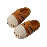 STAR FIRE Women's & Men's Warm Plush Tiger Claw Slippers - Indoor Non-slip Home Thick Bottom Winter Warm Cotton Slippers