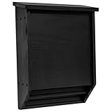 Woodside Wooden 2 Chamber Bat House – Weather-Resistant Timber Roosting & Nesting Box for 75 Bats, Easy Mount with Fixings, Grooved Interior, Black