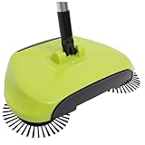 MOTHNUR Multi-function Hand Sweeper Broom with Dustpan and Trash Bin Rotating Floor Cleaning Mop for Hardwood and Carpet Manual Push Sweeper with Premium Abs and Stainless Steel Green