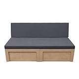 Sliding Camper Sofa Bed & Cushions Pull Out Bench Vivaro Movano Sprinter VW T4 T5 T6 Transit DIY Van Conversion Under Seat Storage Storage Nets Cup Holder 8cm Thick Mattress Washable Covers Fixing Kit