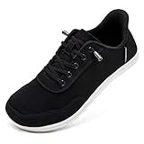 HOBIBEAR Women Hands Free Barefoot Shoes Mens Minimalist Sneakers Wide Toe Box Slip On Canvas Zero Drop Breathable Lightweight Walking Shoes Comfortable Casual Fashion Black White 6.5 Wide
