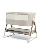 Mamas & Papas Lua Bedside Crib, Removable Bassinet, Drop-down Sides, includes Mattress, 0-6 Months, Beige