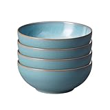 Denby - Azure Haze Blue Cereal Bowls Set of 4-820ml Dishwasher, Microwave & Oven Safe - Stoneware Ceramic Bowls for Porridge, Soup, and Puddings - Chip & Crack Resistant
