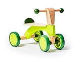 Hape Ride-On Balance Bike, Sustainable Wood, Scoot-Around” Balance Bike, 4-Wheeled, Rubber Tyres, For Toddlers And Up, Bright Green. 12m - 4yrs