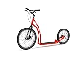 YEDOO Four Y40 Scooter - up to 150 kg, Medium, Sturdy Kick Scooter with Disc Brakes and 20/16 Pneumatic Wheels - Dog Scooter for Adults, for Nature and Urban Off-Road. Red