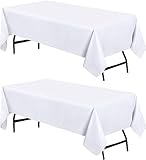 Utopia Kitchen Rectangle Tablecloth 150x240 cm - (Pack of 2) White Table Cover Machine Washable Table Cloth Perfect for Parties, Weddings and Festivals (59x95 inches)