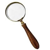 Thorness Elegant Regency Style Wooden Handle Magnifying Glass for Reading, Handheld Magnifier