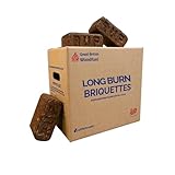 British Woodfuel Long Burn Briquettes, 20 pack Box - Softwood Bark Solid Fire Fuel for Wood Burning Stoves & Multi-fuel Appliances, Long Burning, Eco-friendly, Sustainable