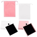 HXSYKJDM 4PCS Jewelry Gift Box, Gift Box with Lids and Velvet Jewellery Pouches Set, Small Jewelry Organizer Boxes, Necklace Bracelet Earring Organiser for Presents