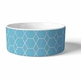 Lizzy Ceramic Dog Bowl | Pet Food Dish for Large Cat Dogs | Porcelain Pets Bowl for Feeder Water (Blue)