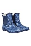 Mountain Warehouse Women’s Printed Rubber Ankle Wellies - Waterproof Rain Shoes, Soft Wool Lining, Easy To Clean, EVA footbed Ladies Wellington Boots - For Walking Dark Blue Womens Shoe Size 5 UK
