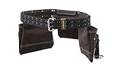 STANLEY Leather Tool Belt Pouch Apron, Professional Tool Belt, Multi-Pockets Storage Organiser, with Integrated Hammer Loop for Easy Reach When Working, STST1-80113